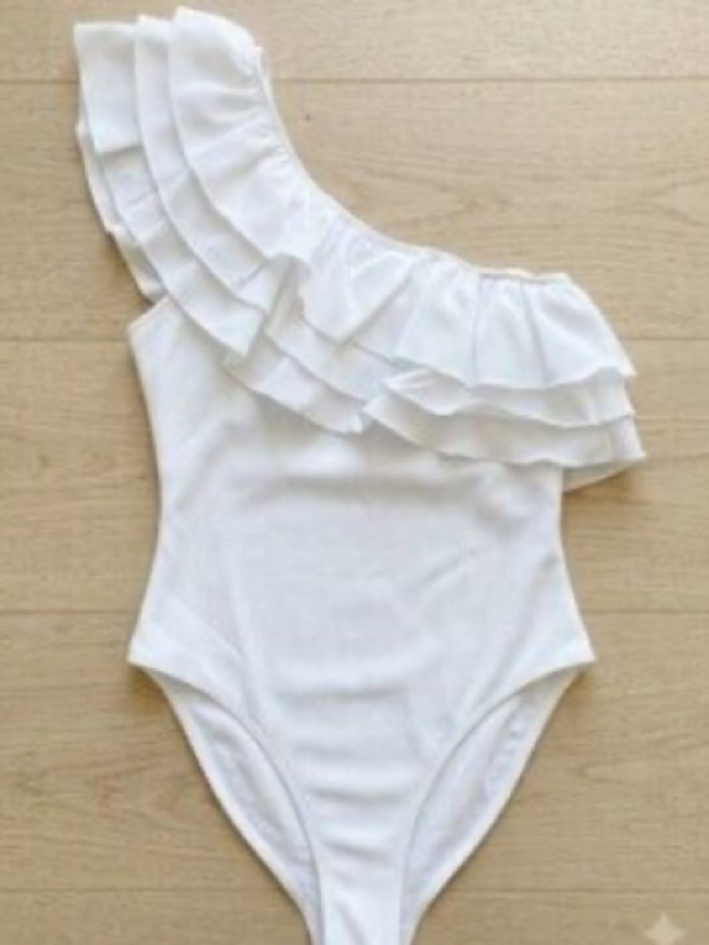 Zara White Ruffle One-Piece Bodysuit